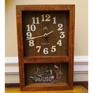 Westclox Talley Quartz Country Duck Battery Wood Wall Clock Mallard 46887 VTG